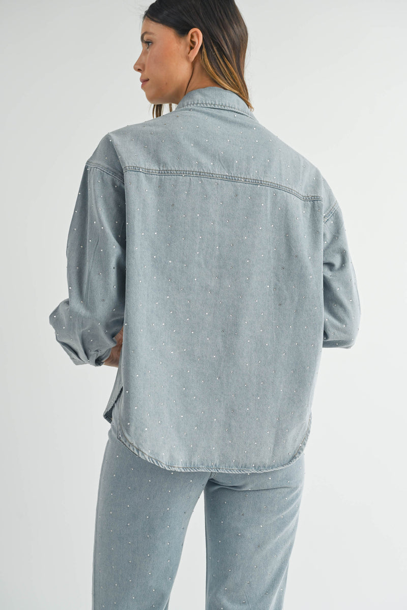 GILLIAN RHINESTONE DENIM SHIRT