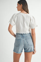 CHARLI EMBROIDERED CROP TOP