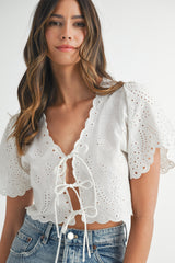CHARLI EMBROIDERED CROP TOP