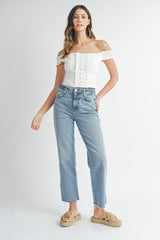 LIZETTE RUFFLED OFF SHOULDER CORSET TOP