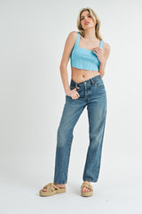 CARLOTA CROSET CROP KNIT TOP