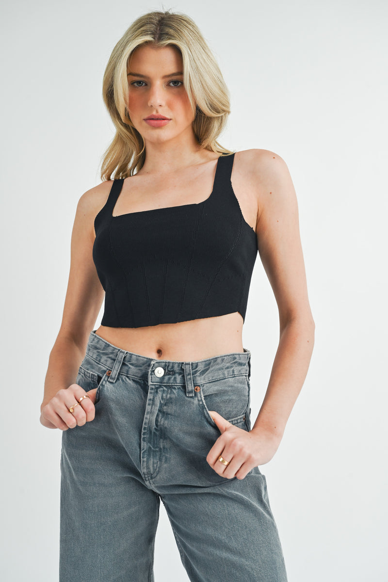 CARLOTA CROSET CROP KNIT TOP