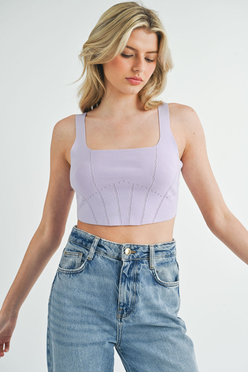 CARLOTA CROSET CROP KNIT TOP