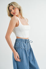 CARLOTA CROSET CROP KNIT TOP