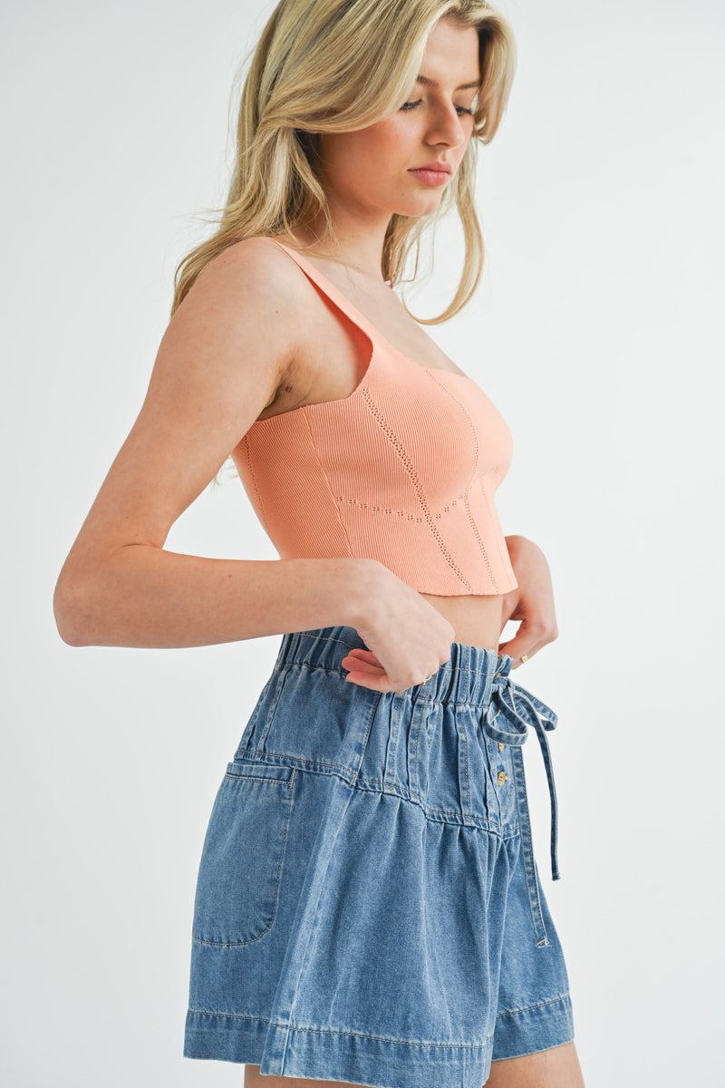 CARLOTA CROSET CROP KNIT TOP