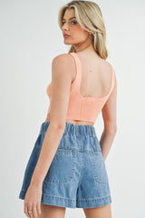 CARLOTA CROSET CROP KNIT TOP