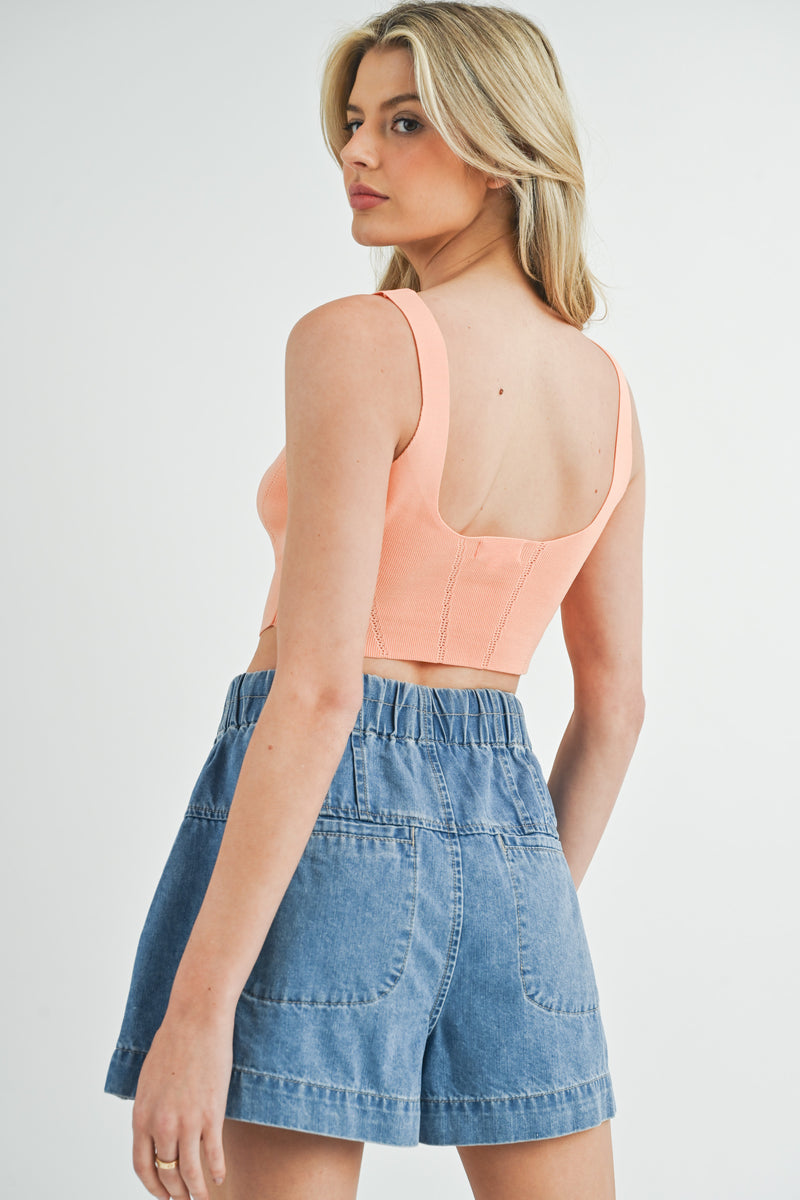 CARLOTA CROSET CROP KNIT TOP