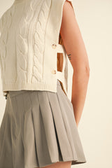 LAURYN CABLE KNITTED SIDE BUTTON VEST