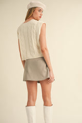 LAURYN CABLE KNITTED SIDE BUTTON VEST