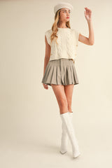 LAURYN CABLE KNITTED SIDE BUTTON VEST