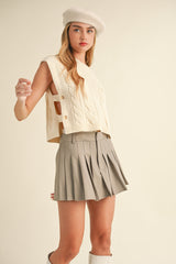 LAURYN CABLE KNITTED SIDE BUTTON VEST