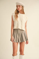 LAURYN CABLE KNITTED SIDE BUTTON VEST