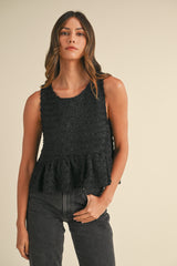 AARNA FRAYED BABYDOLL TANK TOP