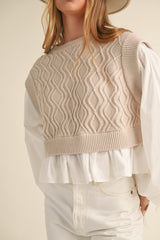 MURPHY KNIT WOVEN MIX BALLOON SLEEVE TOP