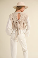 MURPHY KNIT WOVEN MIX BALLOON SLEEVE TOP