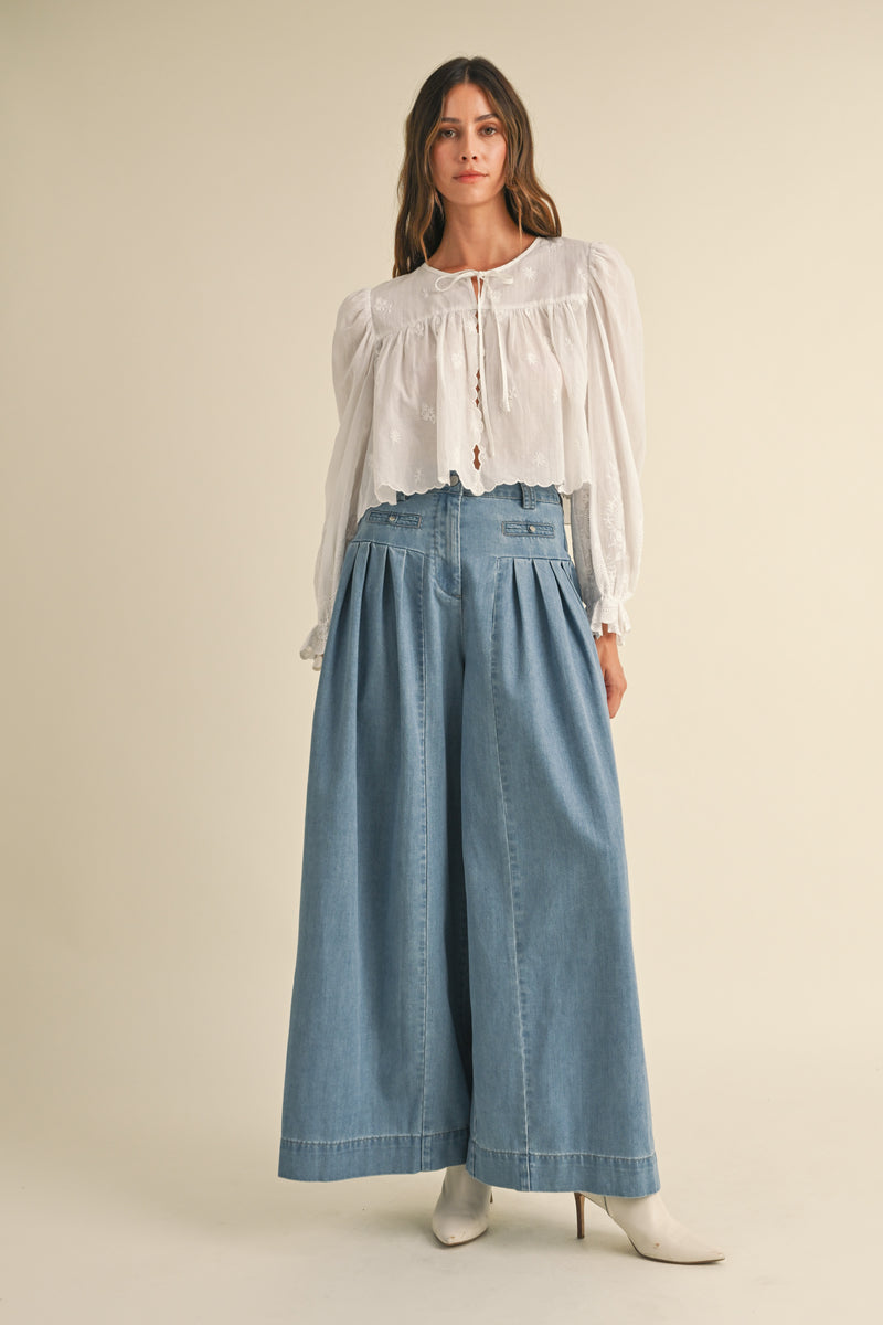 ALTHEA BALLOON BLOUSE WITH SCALLOP EDGE HEM