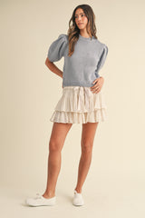 PRIMROSE PUFF SHORT SLEEVE SWEATER TOP