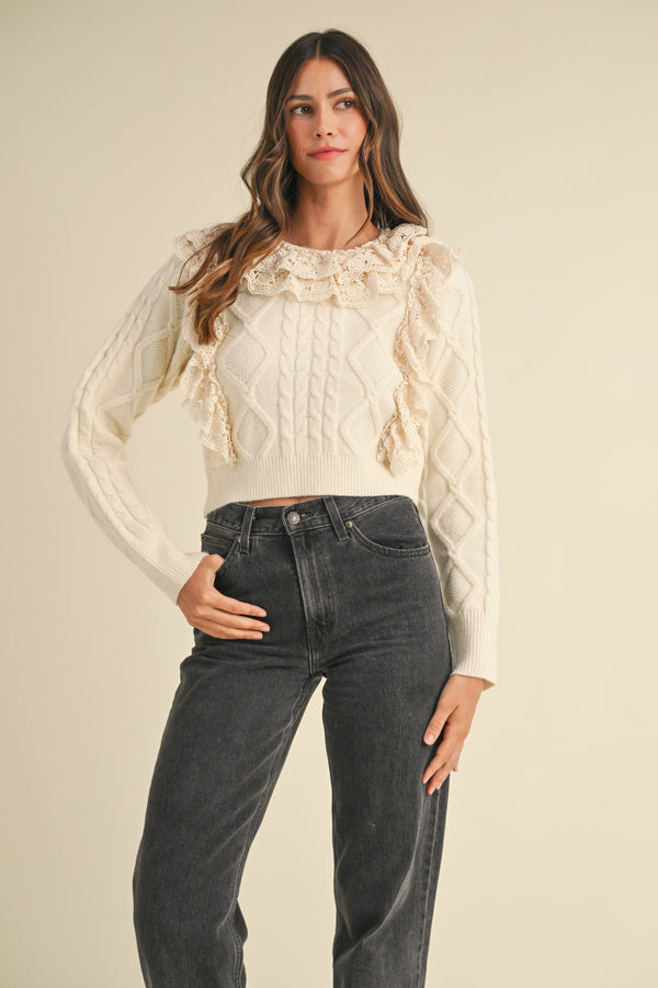 MAELIS RUFFLED LACE SWEATER