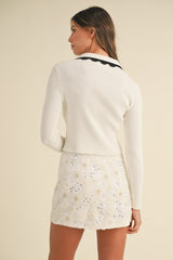 XENA SCALLOPED COLLAR SWEATER