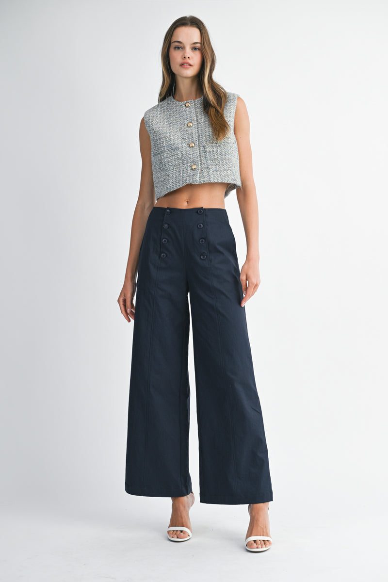 LILLIANNA TWEED FRONT POCKET CROP VEST
