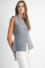 CRYSTAL BUTTON SWEATER VEST