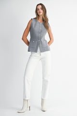 CRYSTAL BUTTON SWEATER VEST