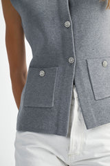 CRYSTAL BUTTON SWEATER VEST