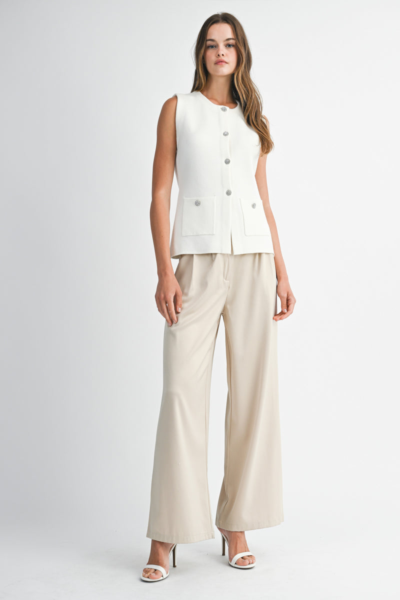 CRYSTAL BUTTON SWEATER VEST