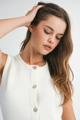 CRYSTAL BUTTON SWEATER VEST