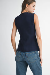 CRYSTAL BUTTON SWEATER VEST
