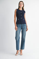 CRYSTAL BUTTON SWEATER VEST