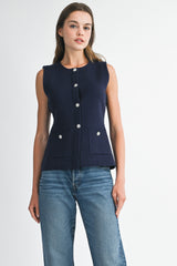 CRYSTAL BUTTON SWEATER VEST