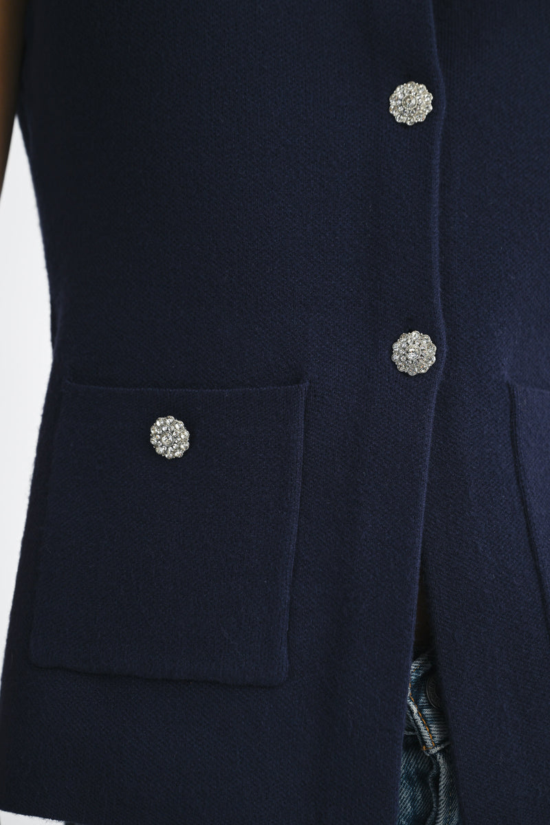 CRYSTAL BUTTON SWEATER VEST