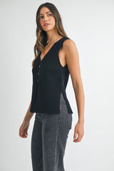 GRISELDA SIDE SLITS SWEATER VEST