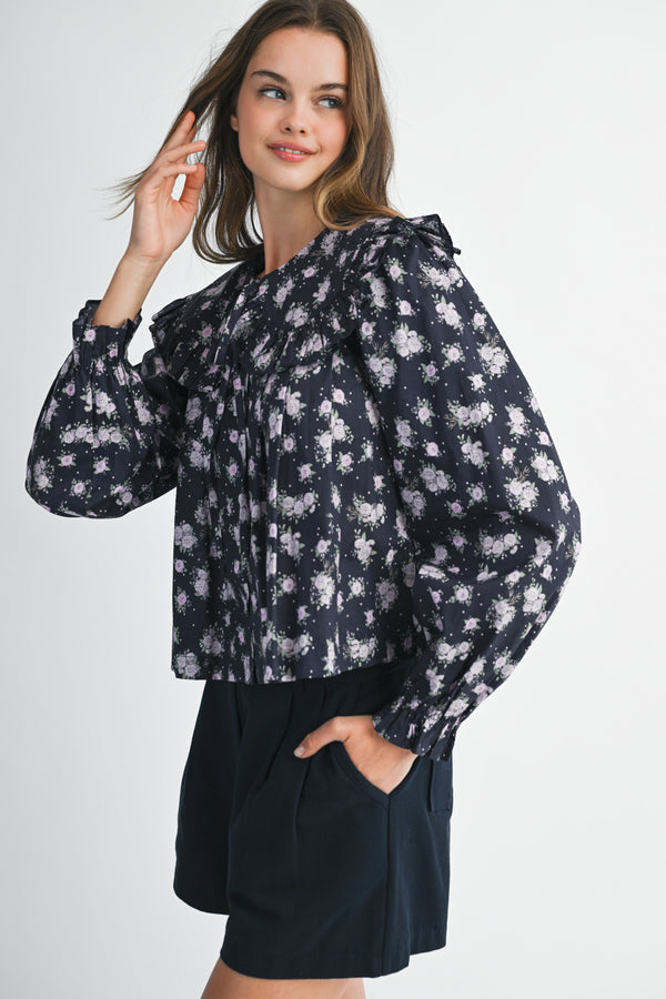 INAYA FLORAL PETER PAN COLLAR SHIRTS