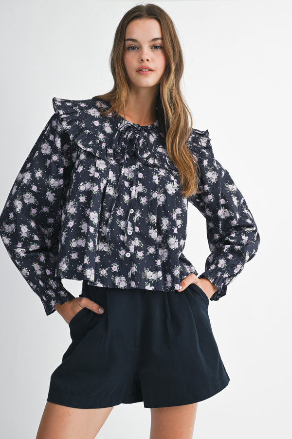 INAYA FLORAL PETER PAN COLLAR SHIRTS