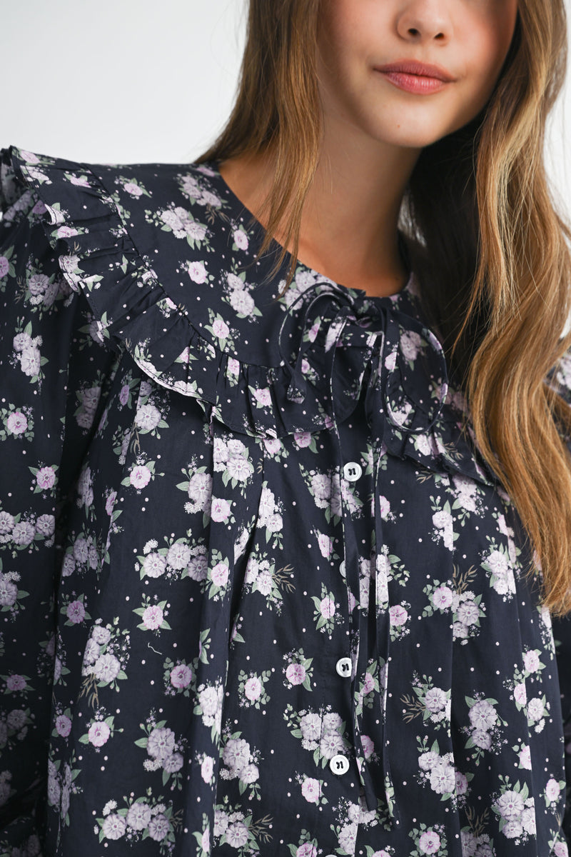 INAYA FLORAL PETER PAN COLLAR SHIRTS