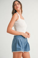 CHARLIE BUTTON FRONT HALTER NECK KNIT TOP