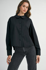 JAYLEE SCALLOPED EDGE COLLAR SHIRT