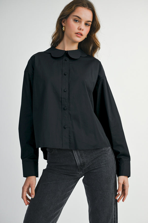 JAYLEE SCALLOPED EDGE COLLAR SHIRT