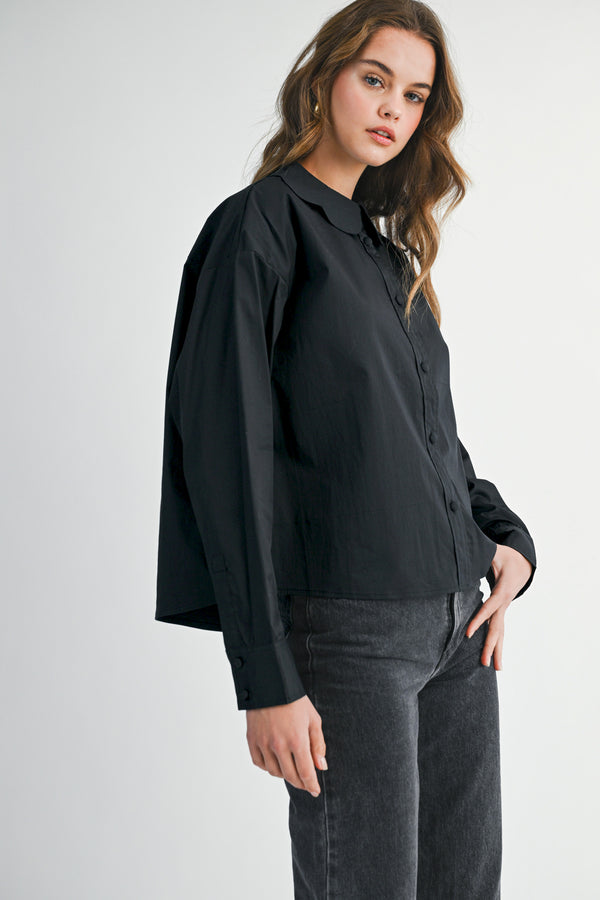 JAYLEE SCALLOPED EDGE COLLAR SHIRT