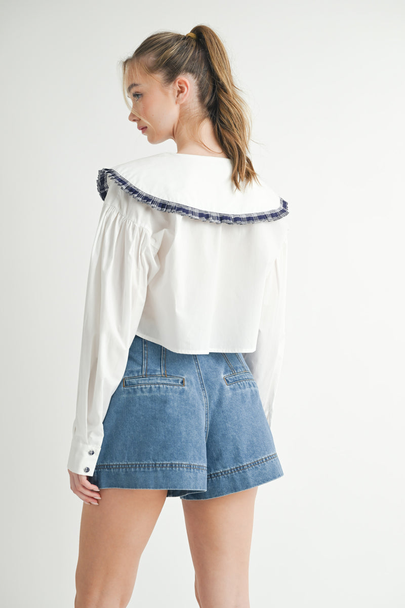 BUTTERCUP MAXI BIB COLLAR WITH RUFFLE BLOUSE