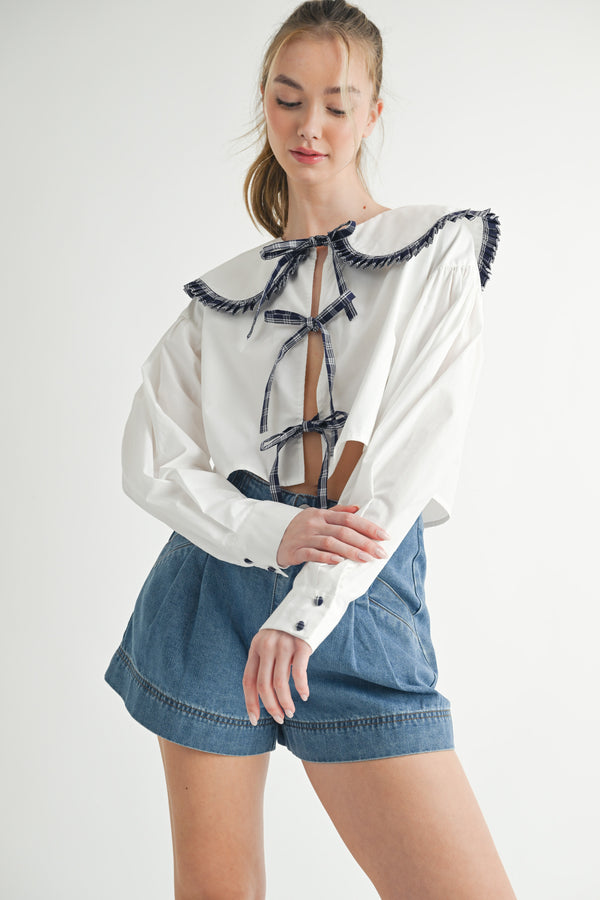 BUTTERCUP MAXI BIB COLLAR WITH RUFFLE BLOUSE