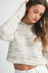 CHARLEE MULTI PASTEL STRIPE CROPPED SWEATER