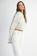 CHARLEE MULTI PASTEL STRIPE CROPPED SWEATER