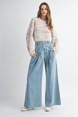 CHARLEE MULTI PASTEL STRIPE CROPPED SWEATER