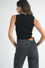 RAFAELLA BUTTON FRONT KNIT VEST
