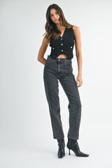 RAFAELLA BUTTON FRONT KNIT VEST