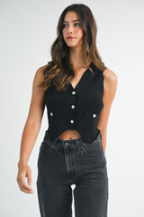 RAFAELLA BUTTON FRONT KNIT VEST