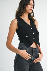 RAFAELLA BUTTON FRONT KNIT VEST